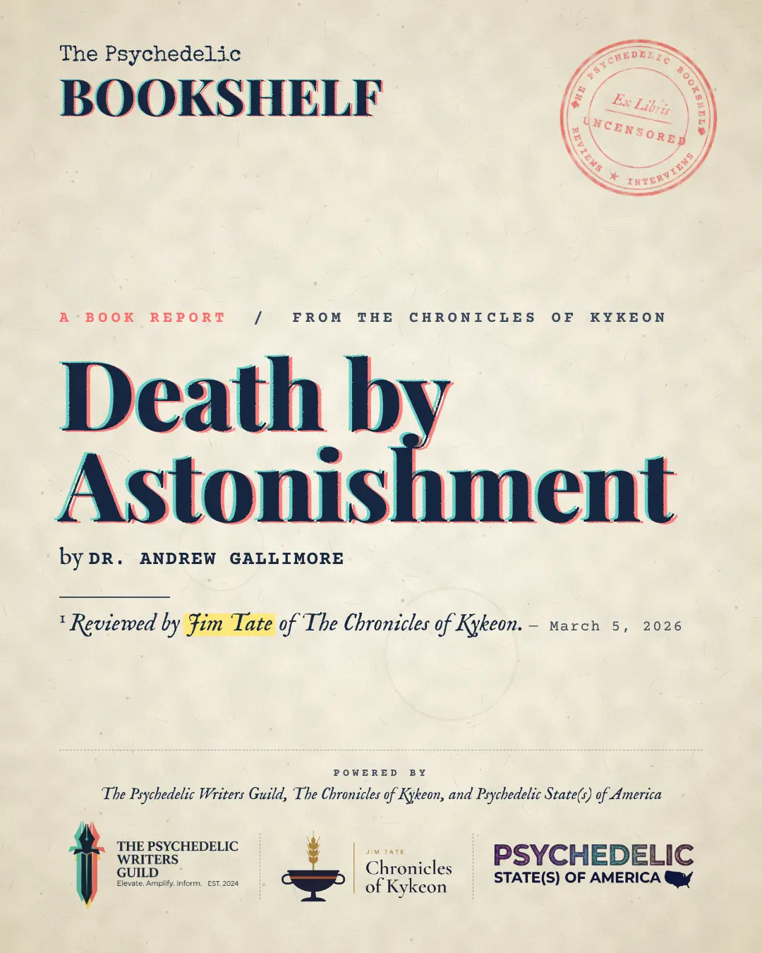The Psychedelic Bookshelf — Death by Astonishment review flyer