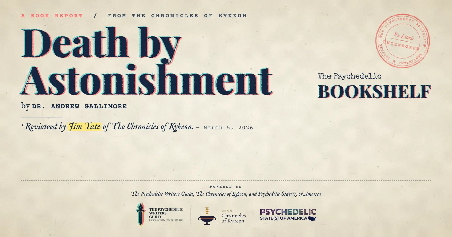 The Psychedelic Bookshelf — Death by Astonishment review banner