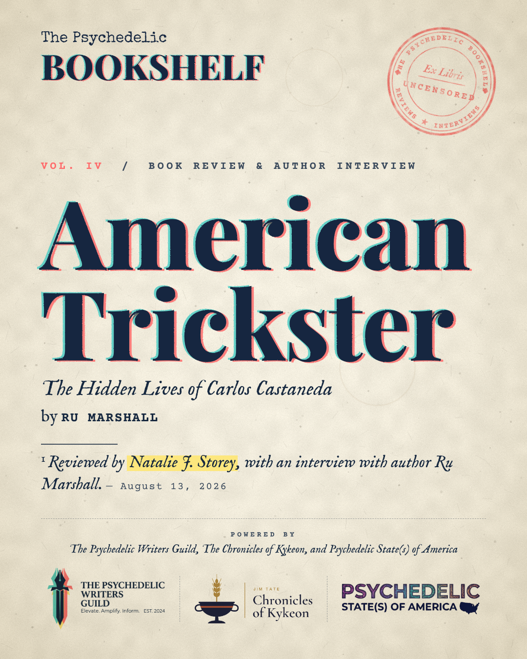 The Psychedelic Bookshelf — American Trickster review flyer