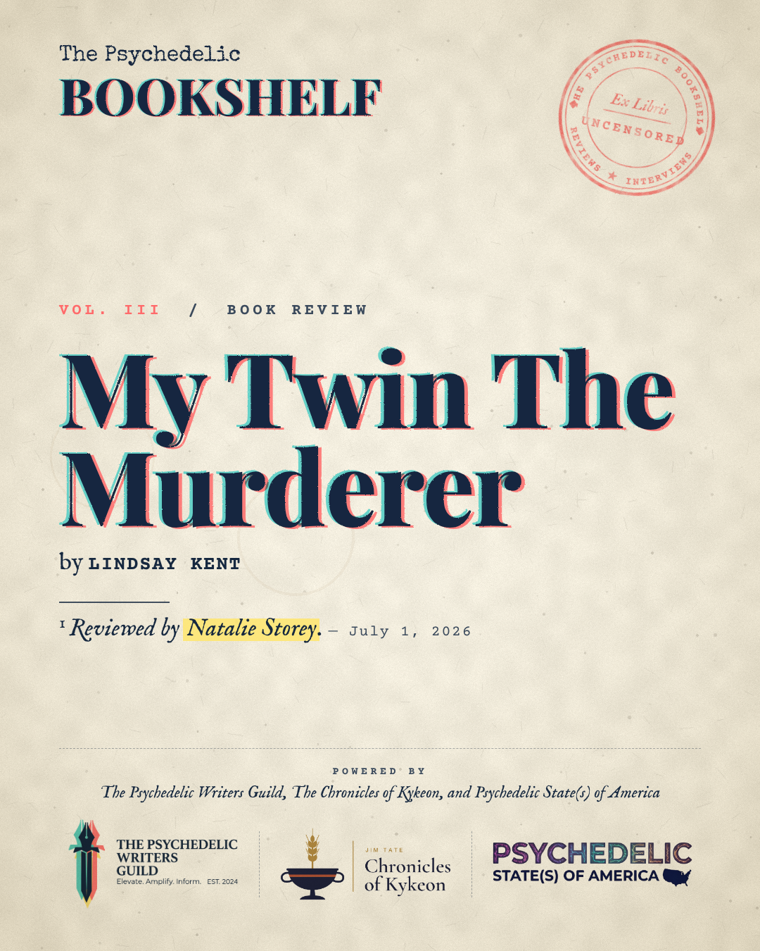 The Psychedelic Bookshelf — My Twin the Murderer review flyer